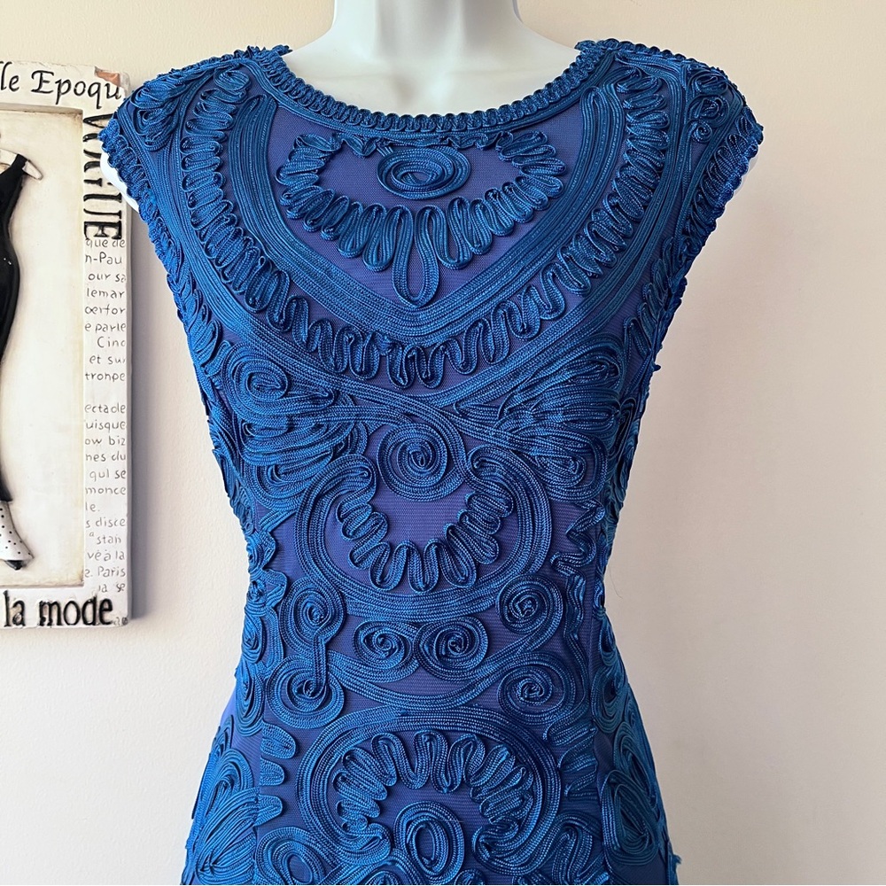 JS Collections Soutache Cobalt Blue Midi Wedding Guest Dress Size 14 - Picture 2 of 12